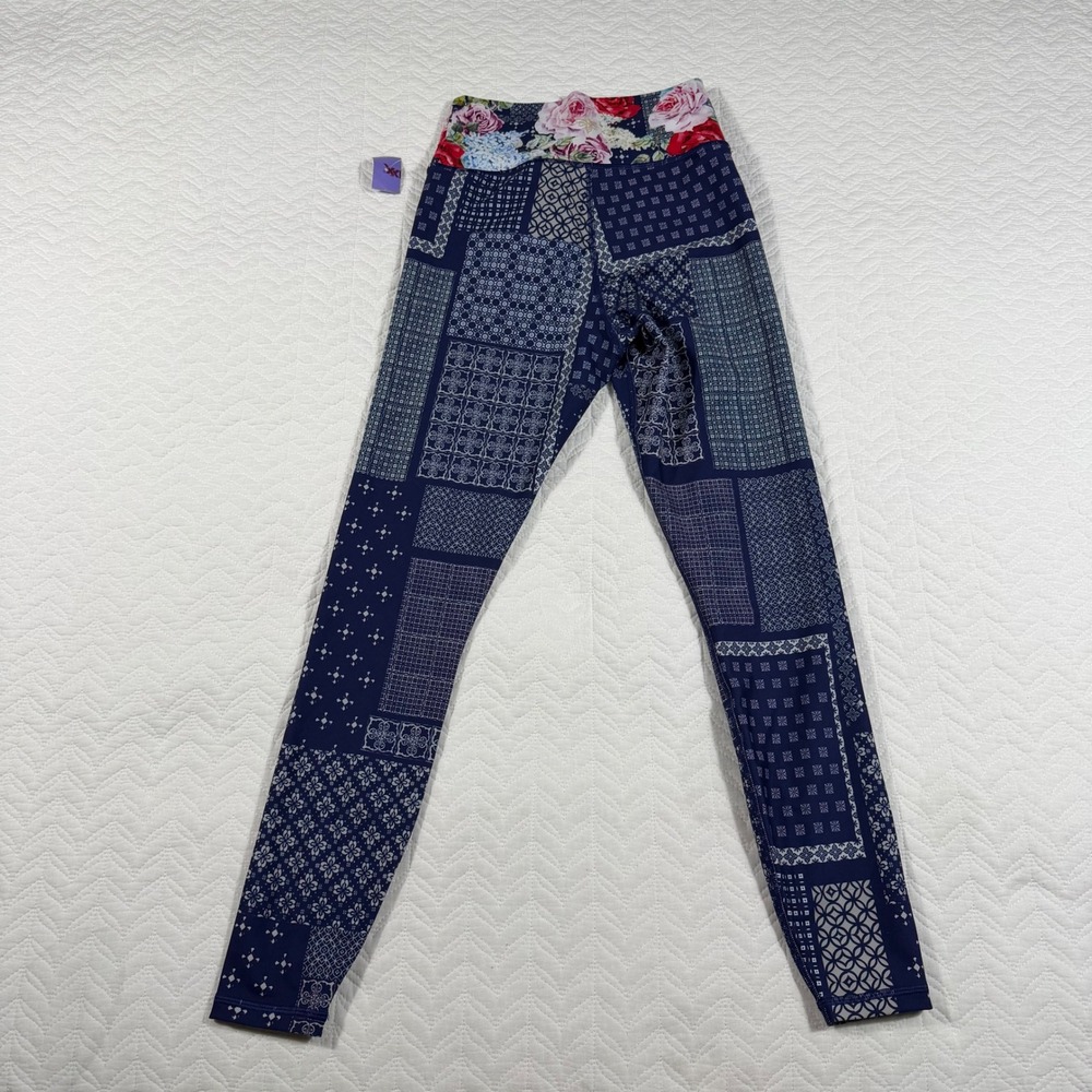 Johnny Was Active Patchwork Floral Leggings XS Blue Activewear NWOT - Picture 5 of 11